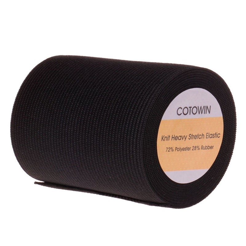 COTOWIN 3-inch Wide Black Heavy Stretch High Elasticity Knit Elastic Band 3 Yards - Image 2